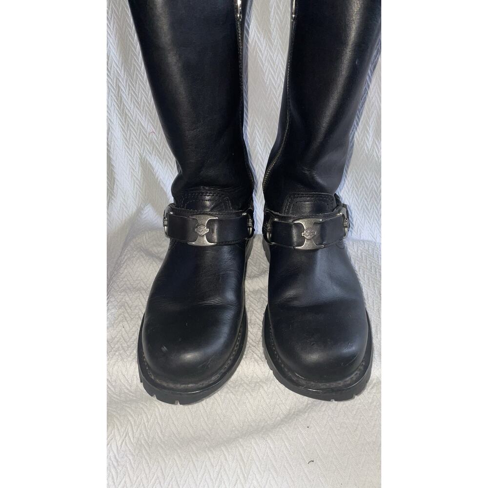 HARLEY DAVIDSON BLACK LEATHER RIDING BOOTS MEN'S 10.5 - Picture 3 of 13